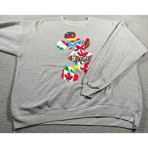 Disney‎ Parks Epcot World Mickey Sweatshirt Mens XL Double Sided Hanes Crewneck